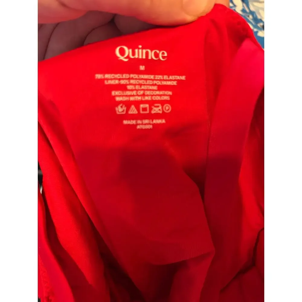 Quince Italian One Shoulder One-Piece Swimsuit in Cherry Red Size M
